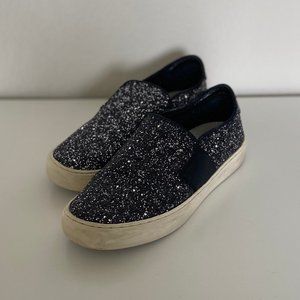 Marc Fisher Black Sparkle Slip On Shoes